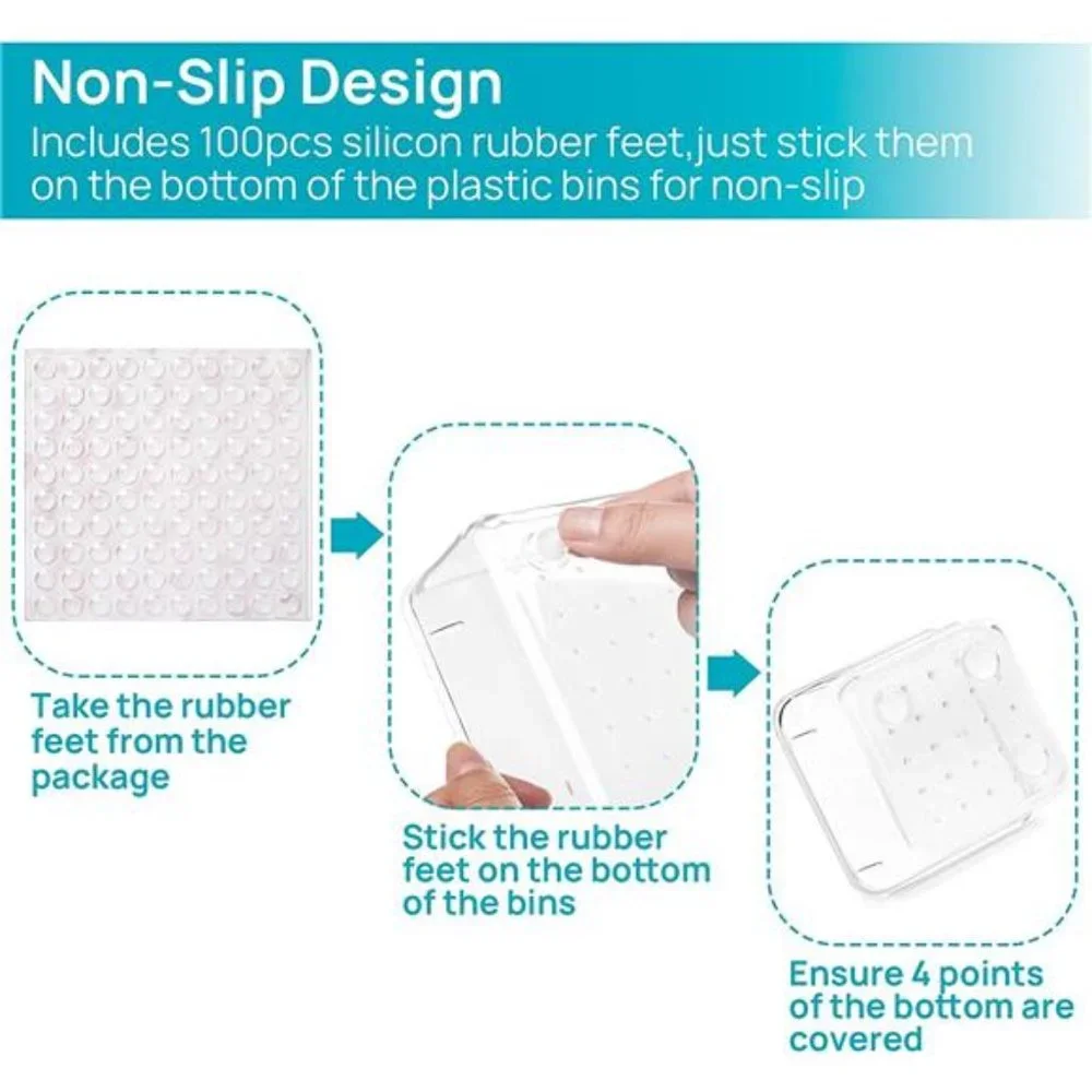 25 PCS Clear Plastic Drawer Organizers Set, 4-Size Versatile Bathroom and Vanity